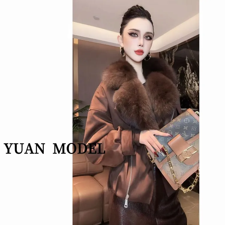YUAN MODEL/-媛老板-【法式大女主】高端气质大毛领外套女装102973