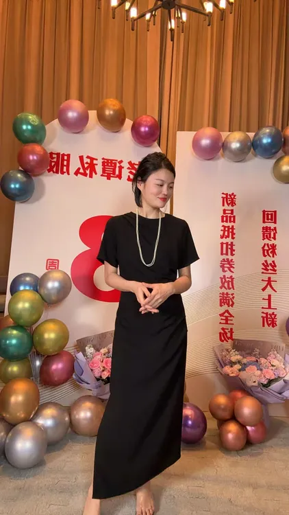  TANTAN  醋酸麻气质斜裁连衣裙1633