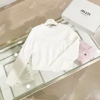 JILLYI【白梨轻语】白色圆领螺纹工艺简约纯色百搭针织衫