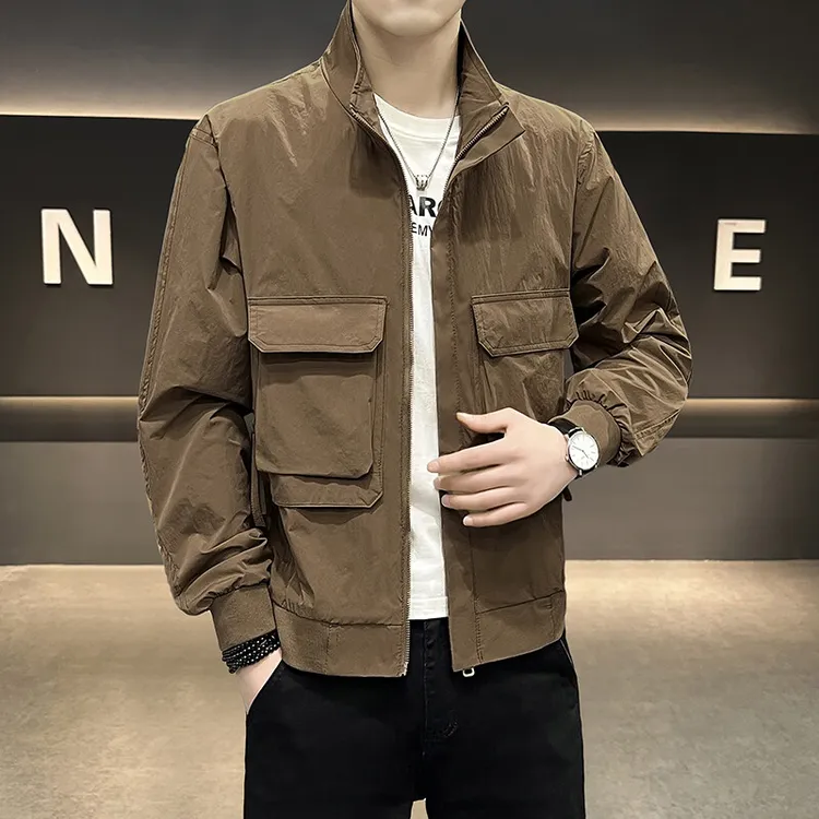 潮牌短款立领外套男春秋季2025新款工装上衣休闲夹克男士美式褂子