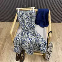 早秋复古印花纯棉半身裙高腰宽松文艺休闲百搭中长款A字裙女Q2492