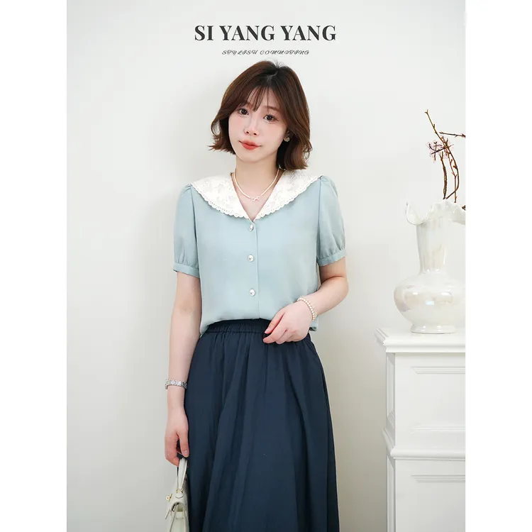 SIYANG超柔斜纹麻纱感清凉舒爽透气减龄百搭T恤SY505A031SYY