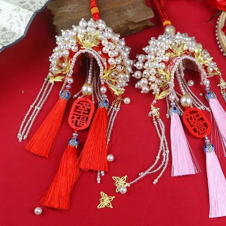 （成品发货）手工编制状元帽凤冠霞帔车挂古风礼物送朋友礼物成品