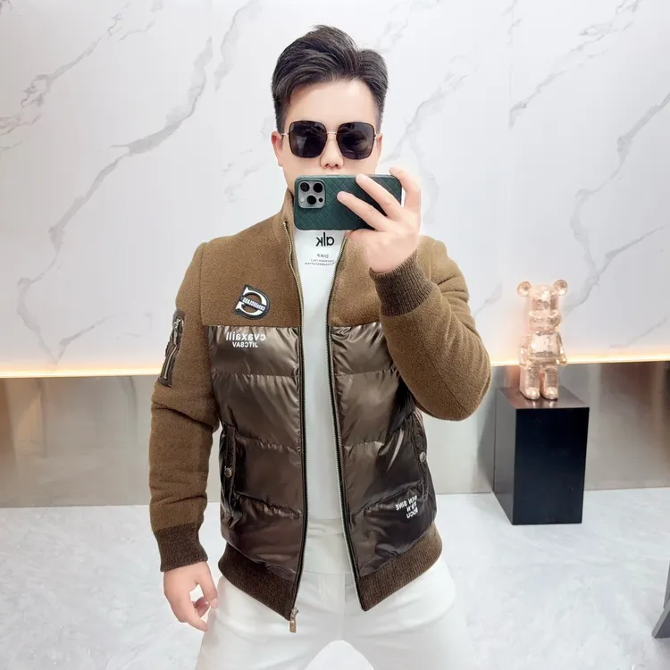 2025冬季新款立领棉衣男士设计感拼接时尚休闲保暖雪尼尔冬装棉服