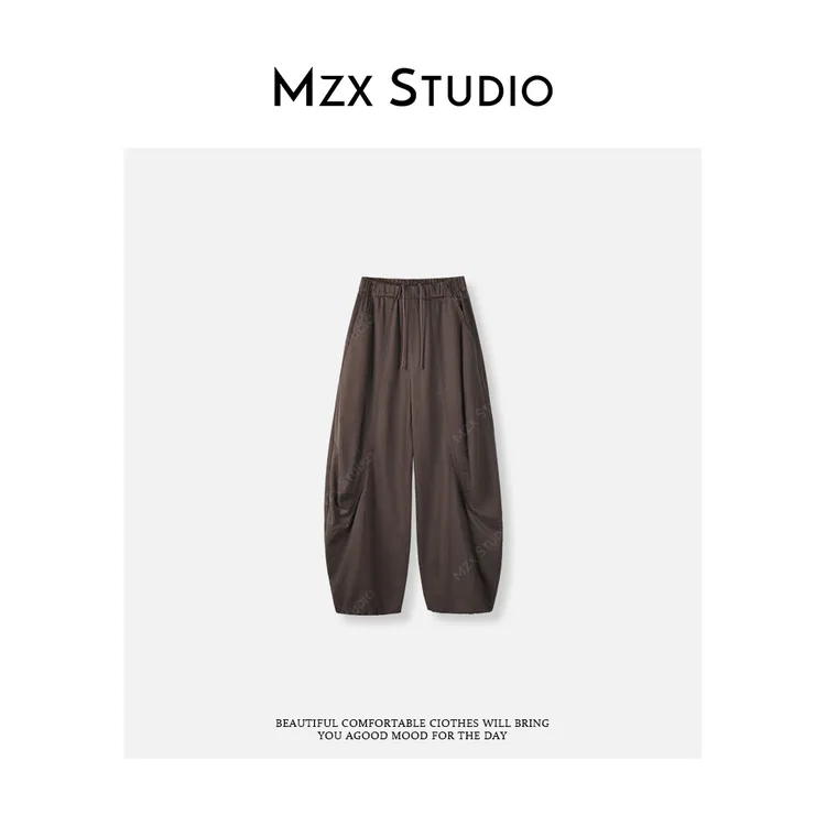MZX 秋季天丝棉美拉德抽立裁洗水做旧休闲裤 KZ9963-C