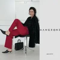 WANG ZONE｜新款定染复古正红宽松百搭休闲直筒显瘦牛仔裤