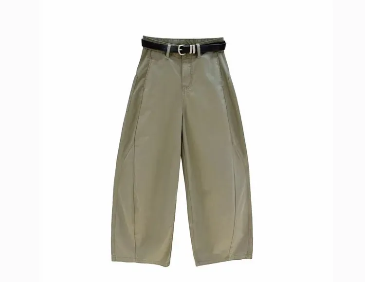 季尾清仓~夏季简约中腰八分裤褶皱显瘦休闲直筒裤3103(不送腰带)