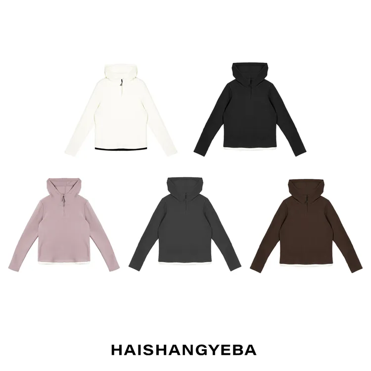 【海上叶爸】新款2025秋冬百搭莱赛尔连帽厚款撞色修身长袖卫衣