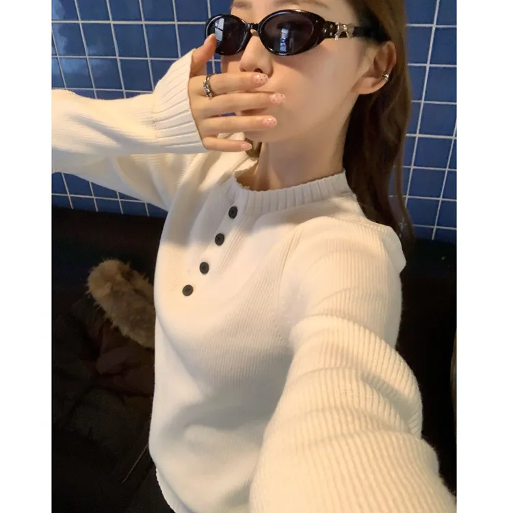 小羊【亨利领针织衫】秋冬修身显瘦毛针织衫【B8007】