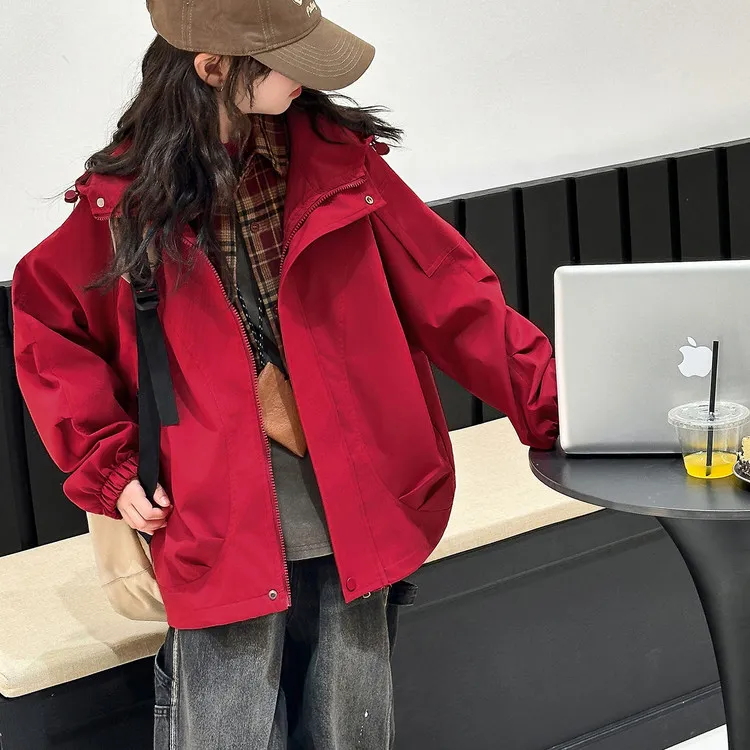 女童秋装外套2025秋季新款洋气休闲冲锋衣中大童6-12岁15纯色风衣