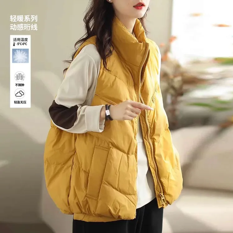 浅草伊居2025新款白鸭绒羽绒服马甲外套立网红休闲加厚冬季网红