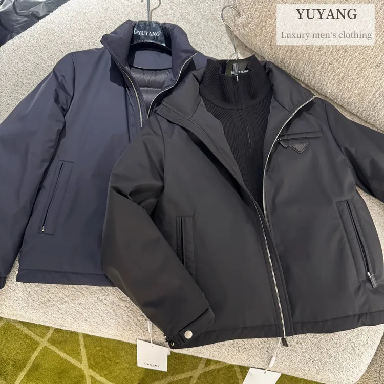 GYZ385男士冬季高质感时尚简约假两件（可拆卸领）羽绒夹克外套
