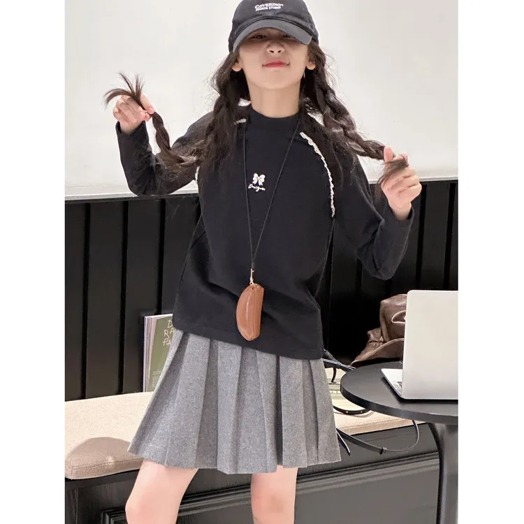 K30104孙小美半高领女童秋冬装打底衫新款儿童加厚薄绒上衣T恤