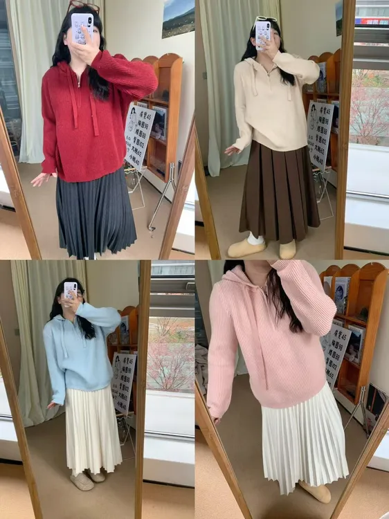 6001大码女装连帽拉链毛衣女冬季新款百搭宽松休闲上衣