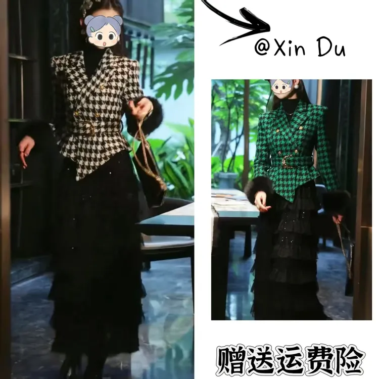 2025秋冬季新款时尚显瘦气质女士网红洋气两件套百搭款D24235