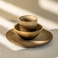 YE HOME 复古陶瓷碗网红餐厅碗盘轻奢餐具套装米饭碗无把杯西餐盘