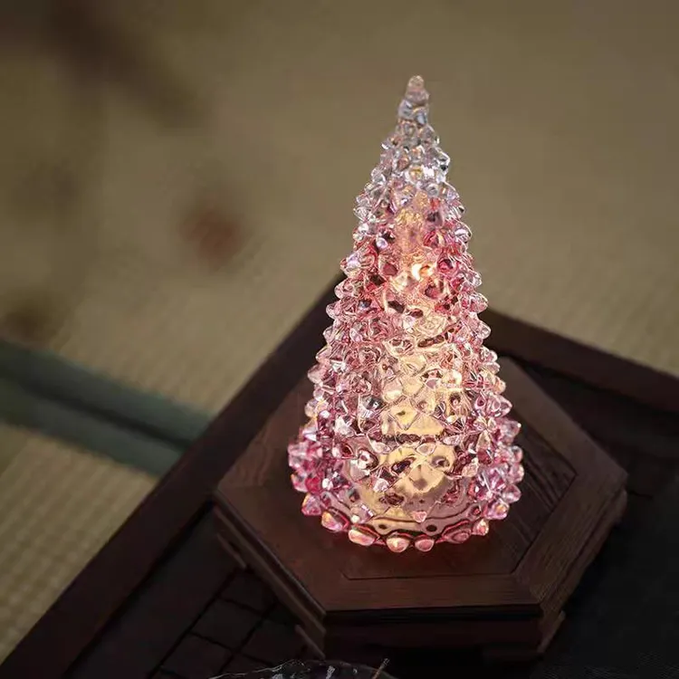 水晶圣诞树装饰摆件LED小夜灯