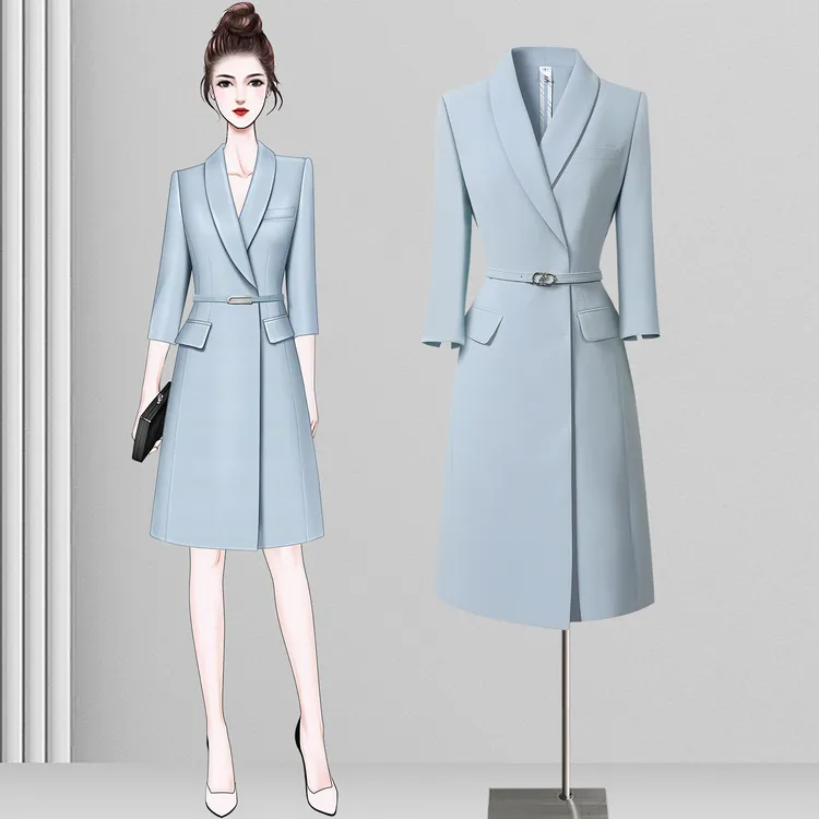 秋季时尚名媛西装连衣裙正式场合气质女神范主持人职业正装美容院