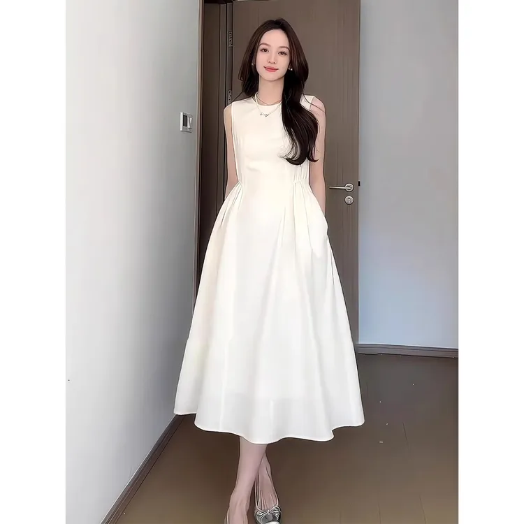 【夏日穿搭】独特绝美长裙2025夏季新款法式轻奢气质抽皱收腰连衣裙