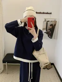 0338【秋季新款】纯色净版假两件圆领卫衣（81875）