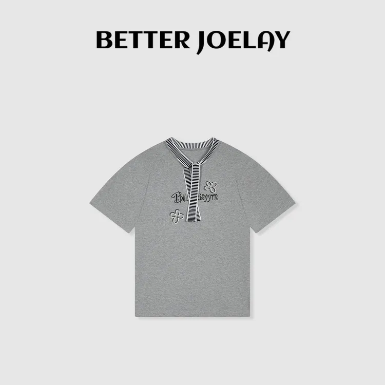 （MY）BETTER JOELAY-中版【飘带小花】时尚百搭短袖T恤休闲风GG0226