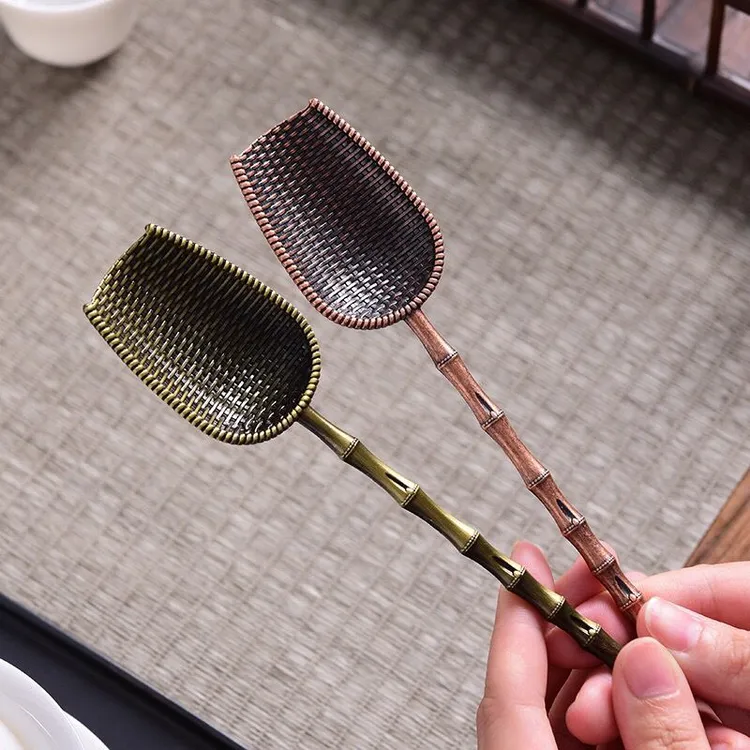 国潮主人杯合金簸箕祥云茶勺茶匙创意长柄小茶铲泡茶工具茶具配件