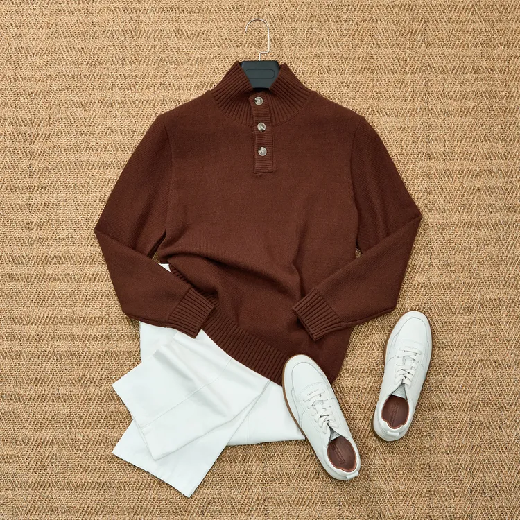 Gentrix·冬季保暖重磅加厚高领毛衣男款高级感百搭立领针织羊毛衫