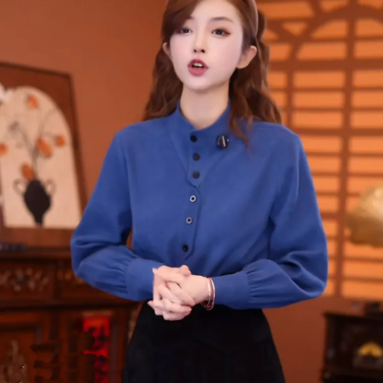 港风复古气质长袖衬衫女秋冬装2025新款女款爆款洋气时尚内搭上衣