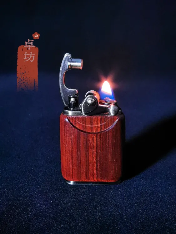 檀木复古大摇臂打火机紫檀个性便携创意防风可盘玩送礼