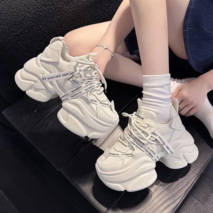 厚底增高老爹鞋女款2025新款秋季皮面百搭休闲ins潮小众运动鞋女