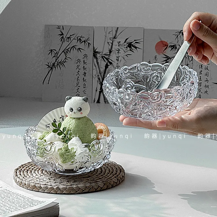 韵器ins玻璃碗创意玫瑰花碗甜品碗糖水银耳燕窝碗家用水果沙拉碗