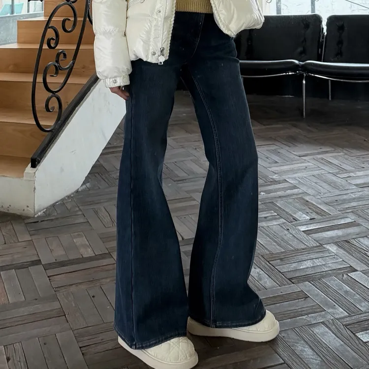 HELA AOMI “猞猁绒牛仔”微喇高腰立体裁剪微喇牛仔裤CY5CC73820