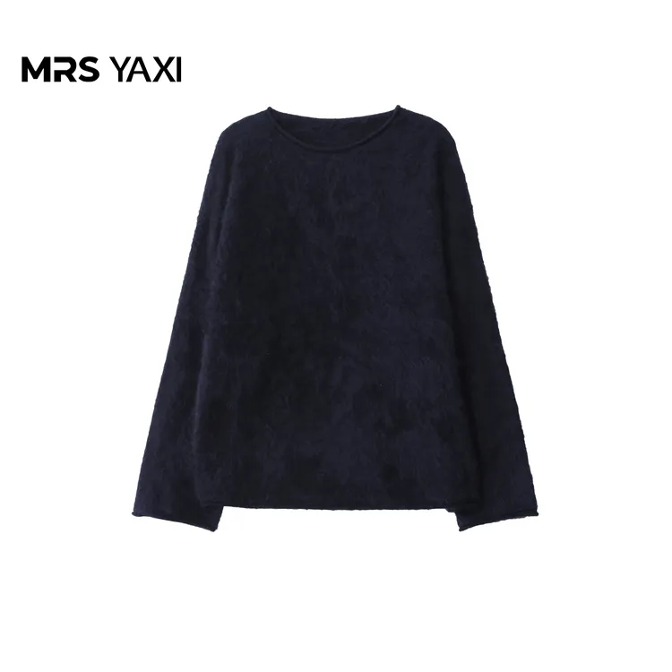 Mrsyaxi圆领套头慵懒羊绒拉绒衫YX5093019