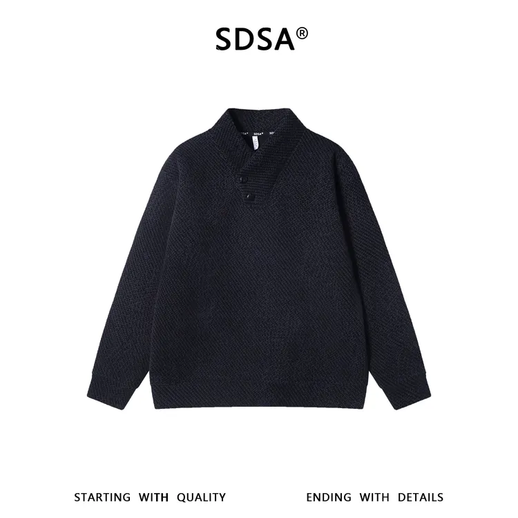 SDSA男士秋冬新款痞帅男装老钱风简约设计师V领卫衣宽松百搭上衣