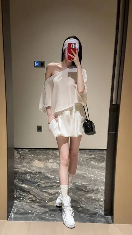 2025夏季新款高级感气质白色短袖T恤女上衣高腰花苞裙两件套装女