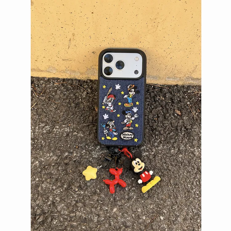【贝贝壳】刺绣牛仔米奇可爱防摔不发黄适用苹果17手机壳创意