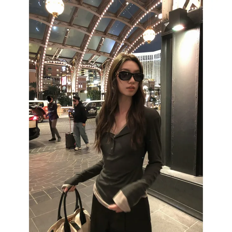 ZHAIAIAIAI【叠搭诗】早春针织小众假两件撞色纯棉T恤T40730GK61