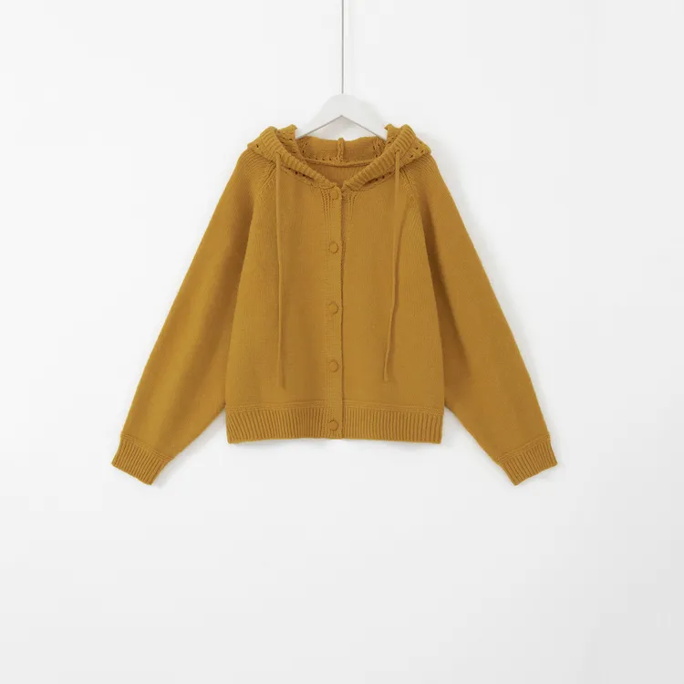 【大码】韩系加厚纯色连帽毛衣外套女复古秋冬新款显白百搭慵懒针织