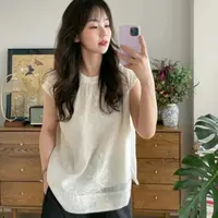 新中式圆领刺绣无袖衬衫女夏季复古优雅气质百搭宽松显瘦上衣
