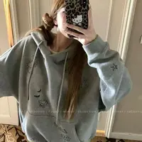 怡尔家{kt猫}连帽印花扎染少女风秋冬上衣