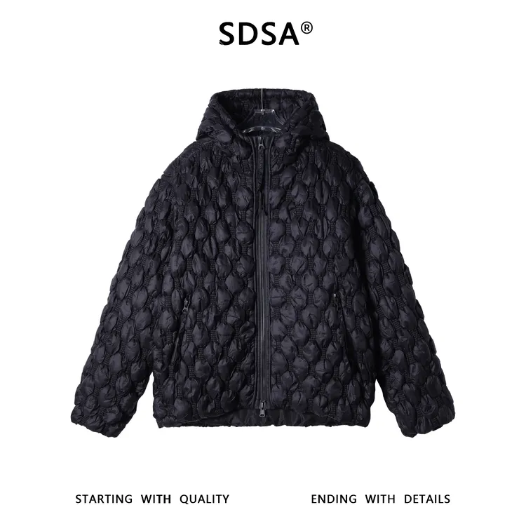 SDSA秋冬新款痞帅男装简约纯色白鹅羽绒服外套拉链立领连帽高级感