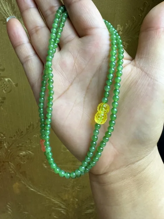 和田玉碧玉项链加南红蜜蜡