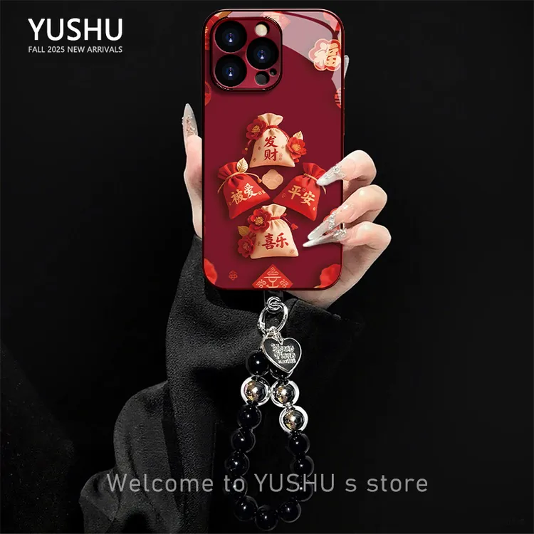 发财平安适用苹果vivo华为oppo小米iPhone17电镀玻璃网红手机壳