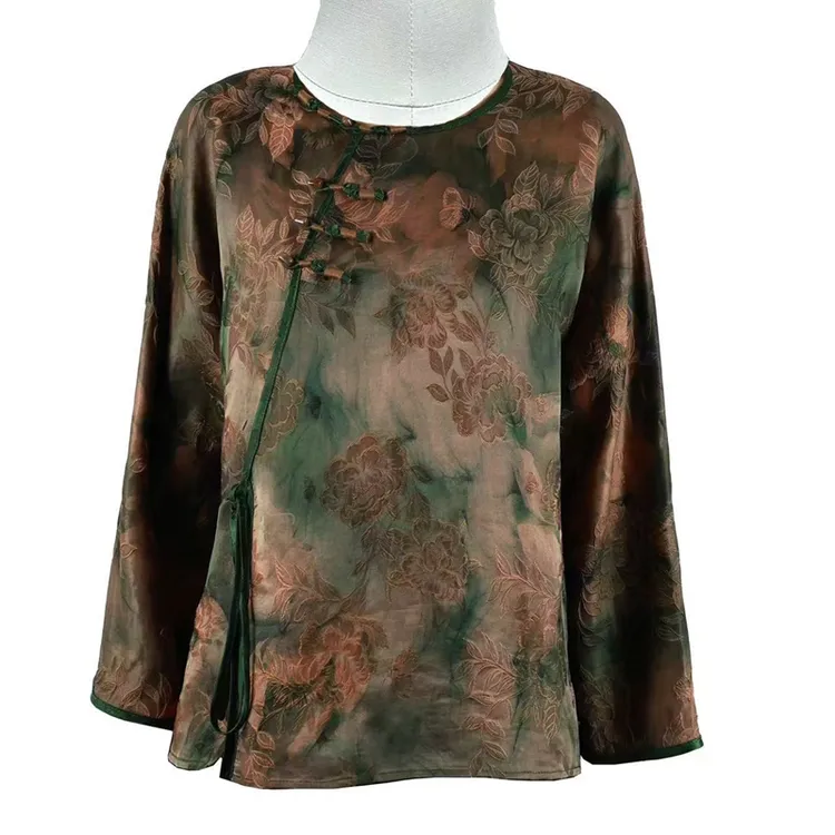 《青玉凝脂》香云纱提花上衣新中式A1345