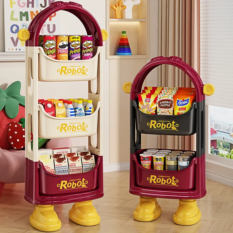 零食收纳架储物架客厅落地多层可移动置物架多功能儿童玩具整理架