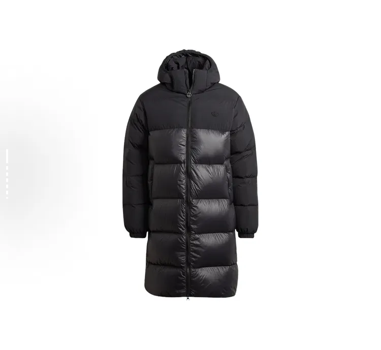 adidas/阿迪达斯Adidas防风保暖拉链男情侣时尚连帽中长款羽绒服