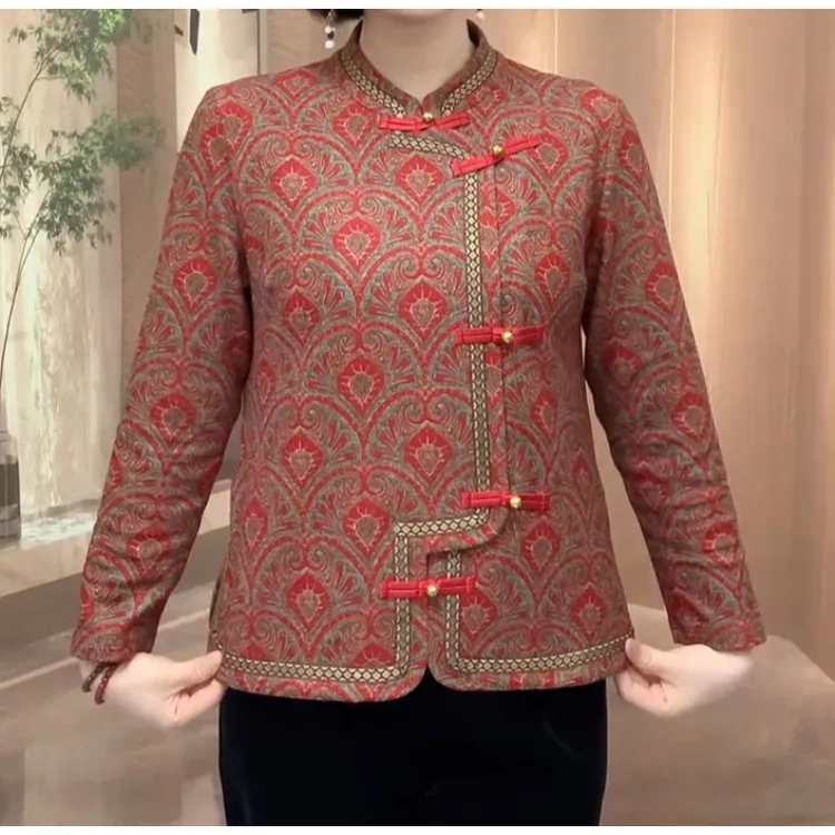 中老年秋冬双面一体绒旗袍国风时尚开衫外套