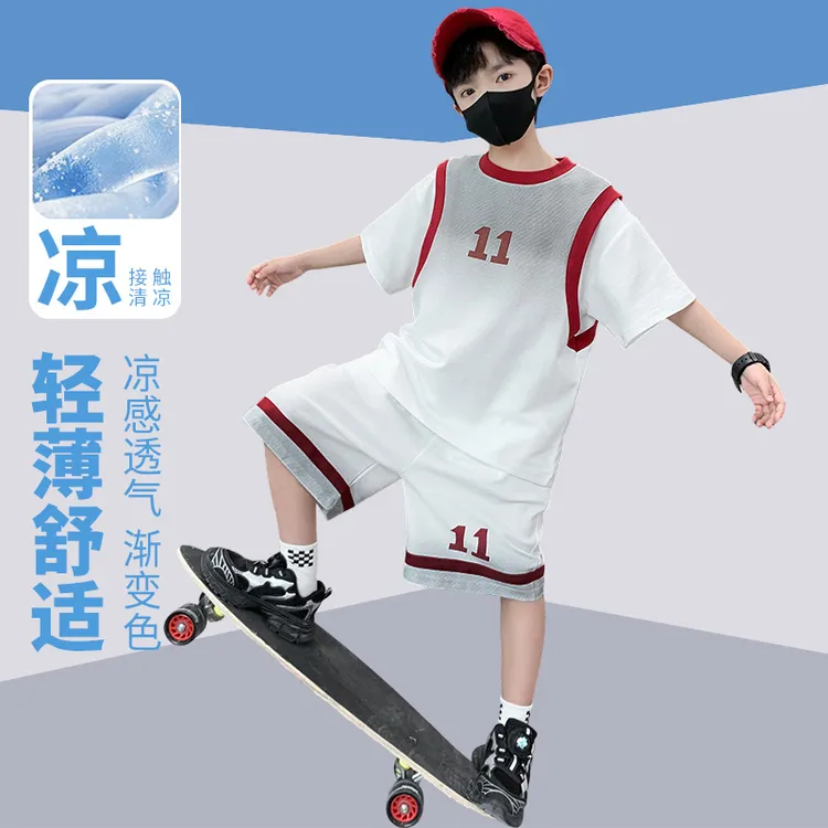 【品牌】男童中大童夏装儿童11时尚运动男孩夏季舒适宽松凉感潮套装