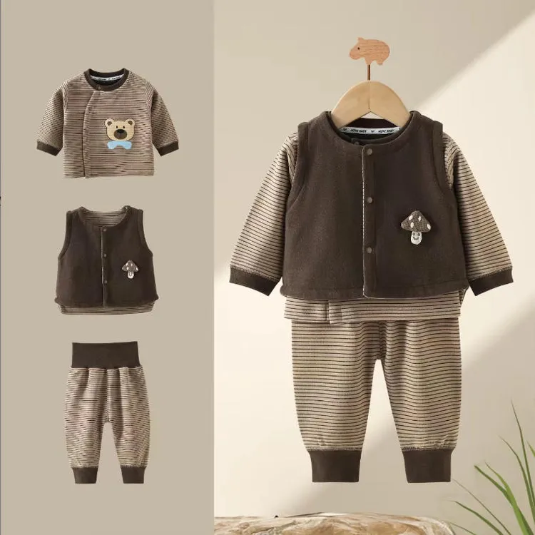 【新秋款三件套】婴幼儿宝宝三件套卡通男宝女宝外穿套装马甲分体套