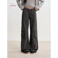 【雪宝专享】Liilou 25aw 立体口袋 纯棉高腰分割直筒水工装裤